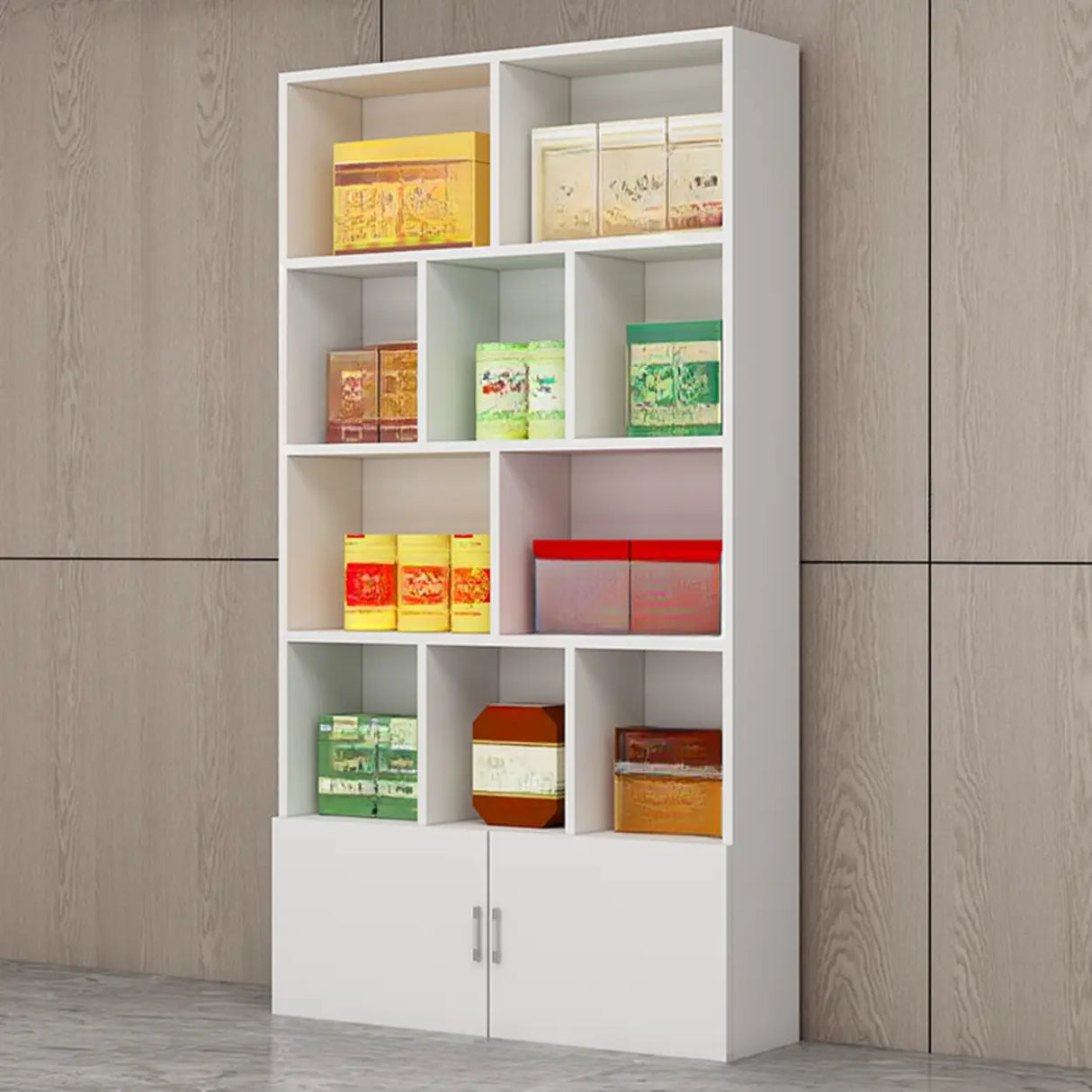 Contemporary Open Walnut Standard Storage Wine Cabinet Image - 3