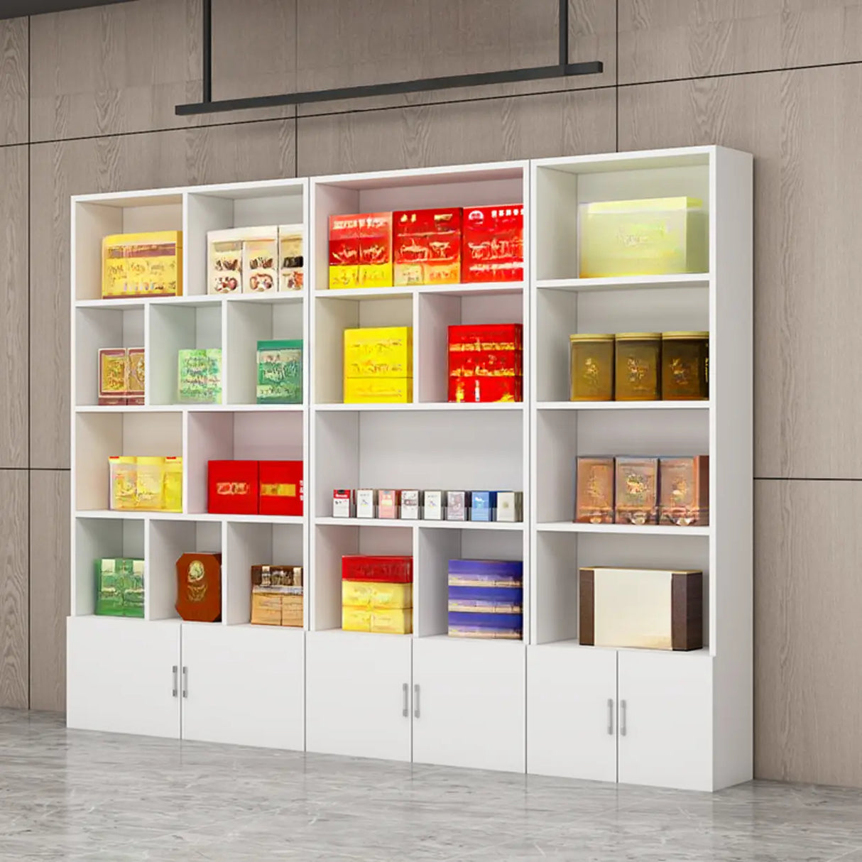 Contemporary Open Walnut Standard Storage Wine Cabinet Image - 5