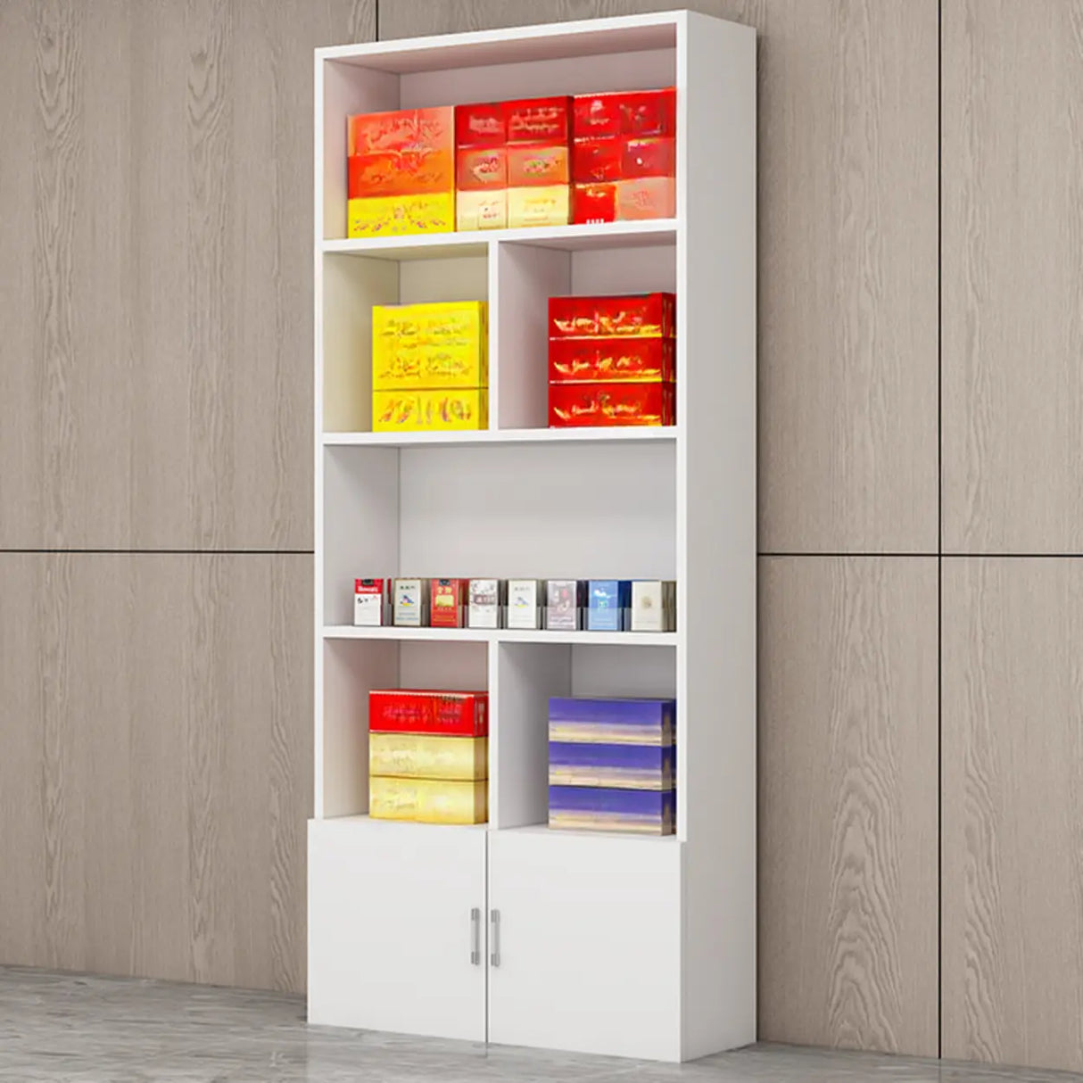 Contemporary Open Walnut Standard Storage Wine Cabinet Image - 6