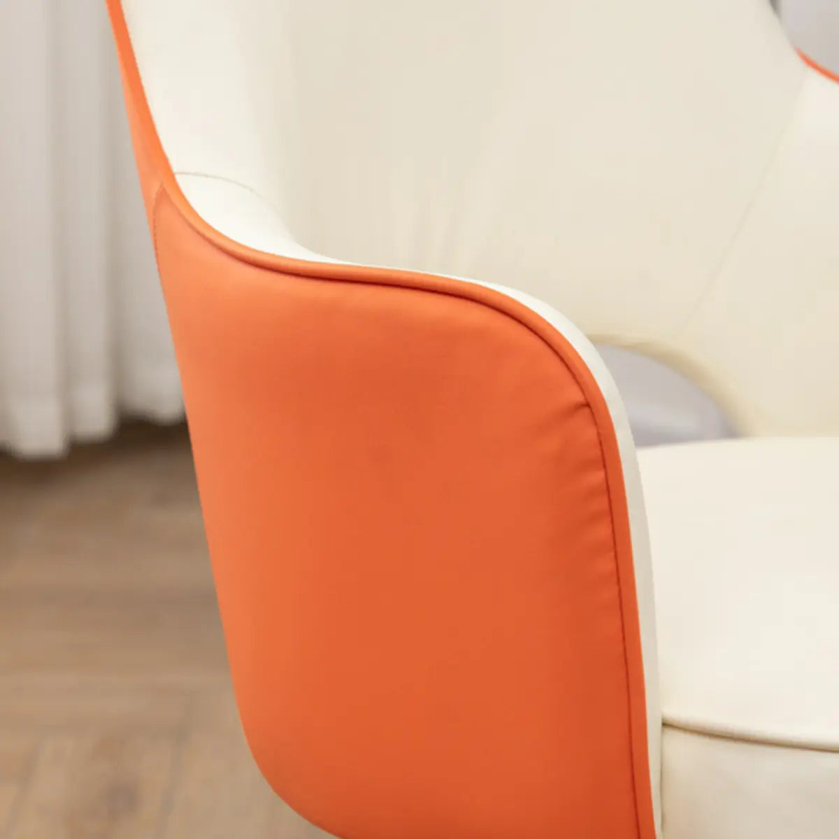 Contemporary Orange Swivel Ergonomic Leather Office Chair Image - 6