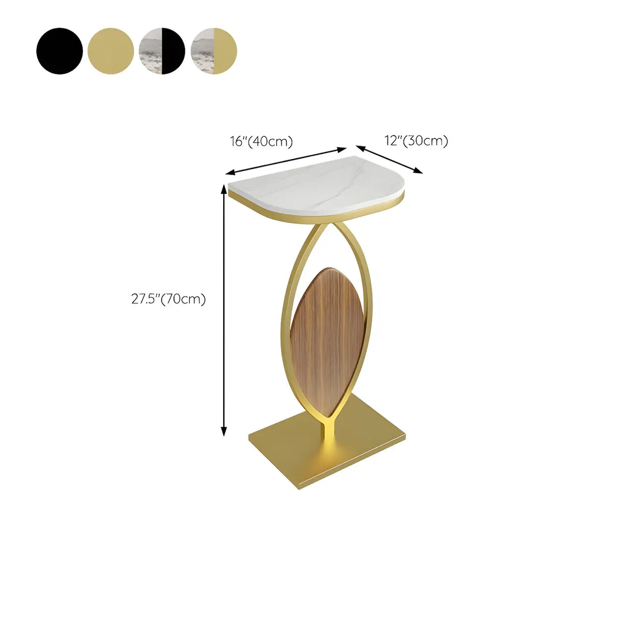 Contemporary Oval Base Metal Black Stone Top Plant Stand