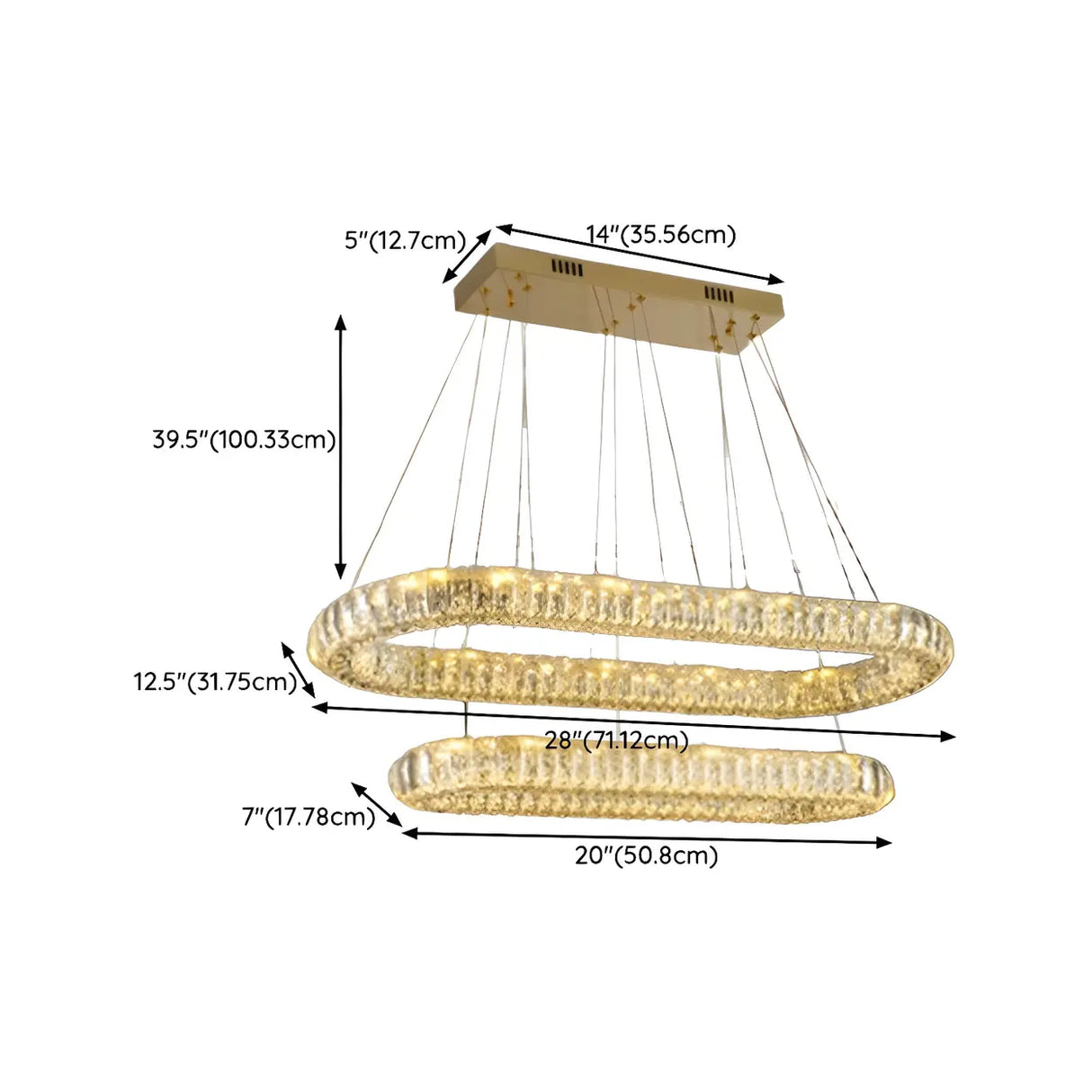 Contemporary Oval Crystal Dining Room Gold Chandelier 9 Bulbs Image - 15
