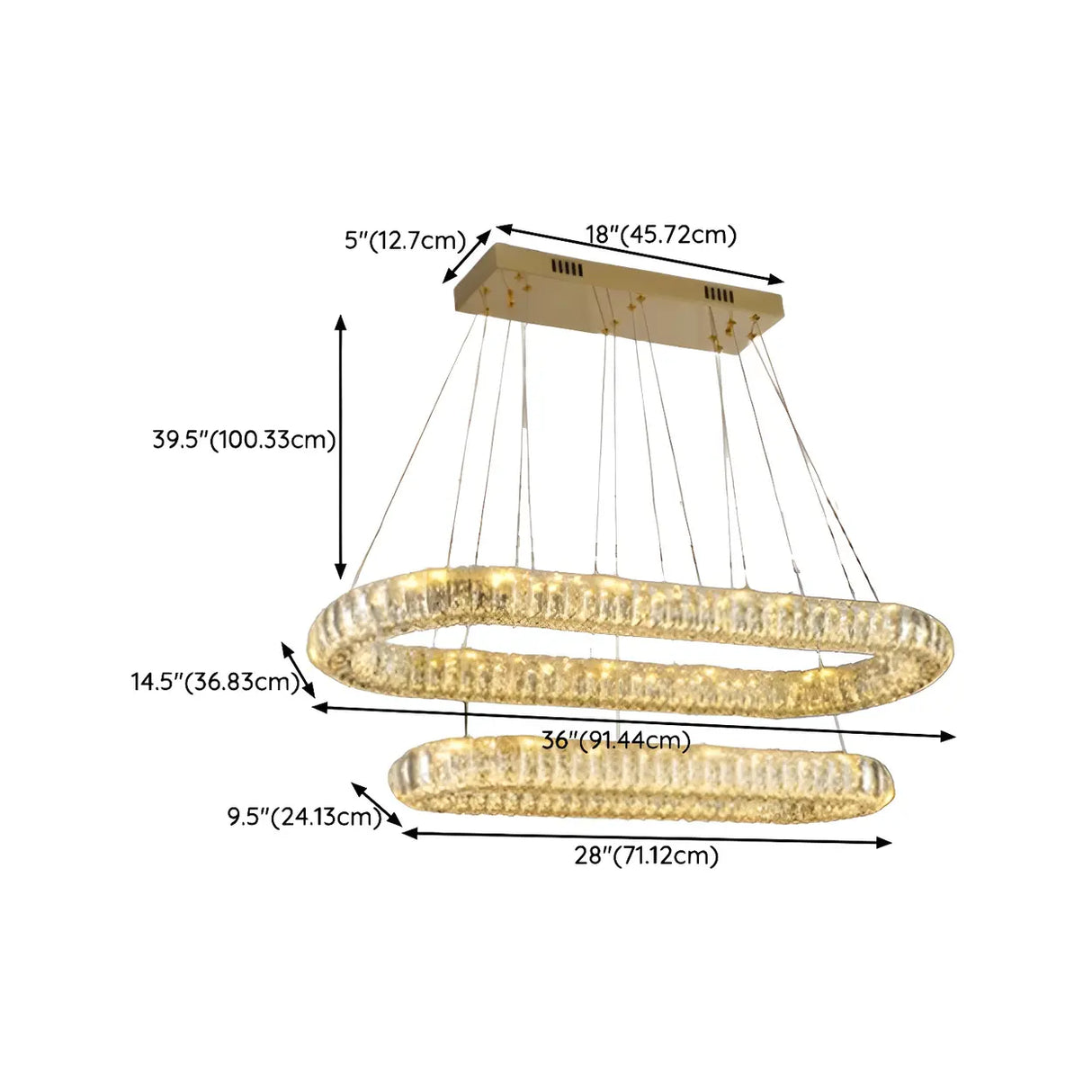 Contemporary Oval Crystal Dining Room Gold Chandelier 9 Bulbs Image - 16