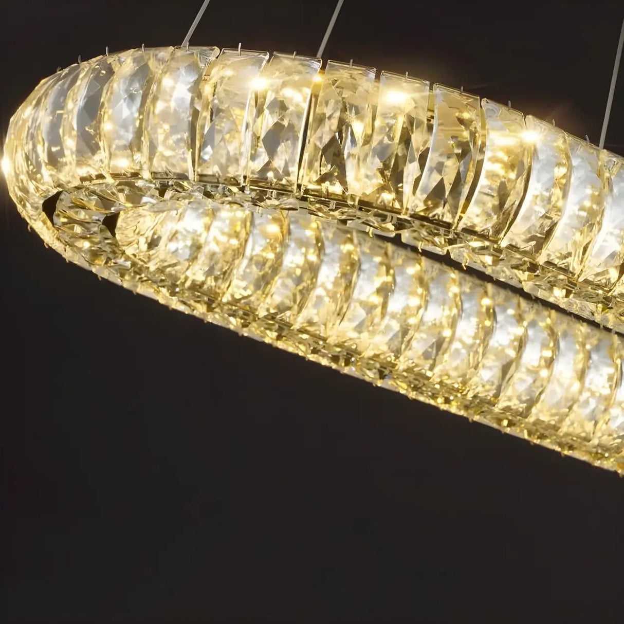 Contemporary Oval Crystal Dining Room Gold Chandelier 9 Bulbs Image - 5