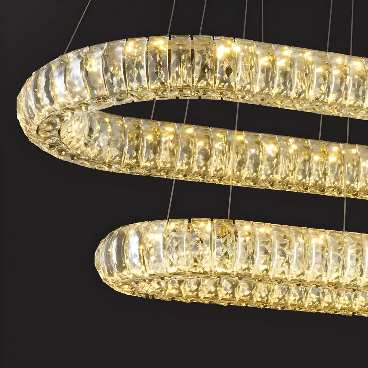 Contemporary Oval Crystal Dining Room Gold Chandelier 9 Bulbs Image - 6
