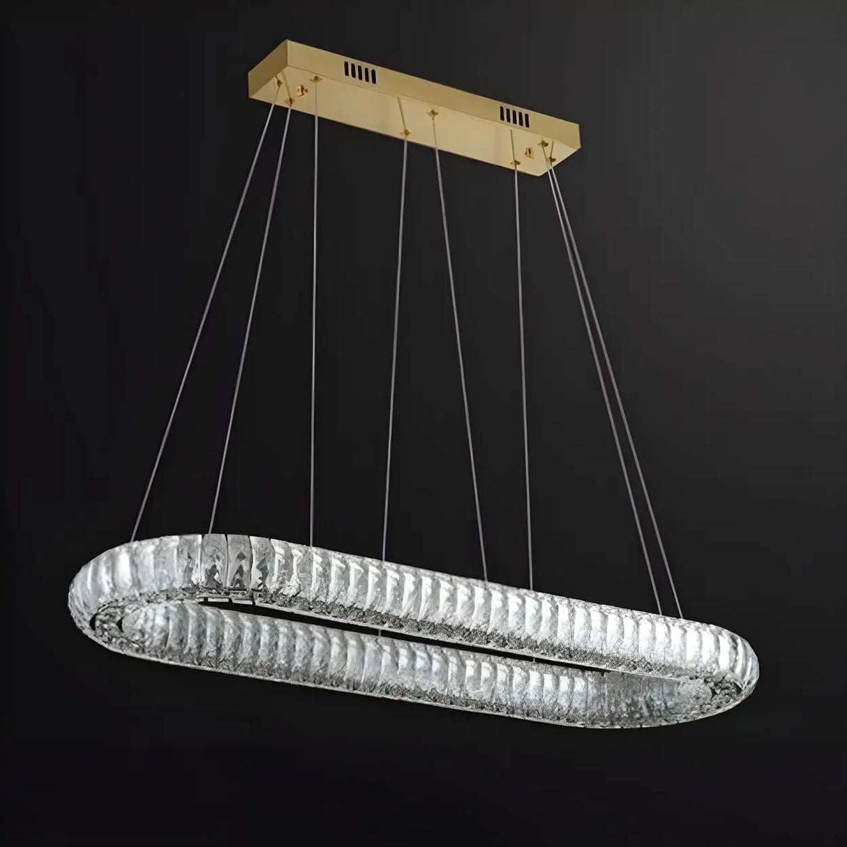 Contemporary Oval Crystal Dining Room Gold Chandelier 9 Bulbs Image - 8