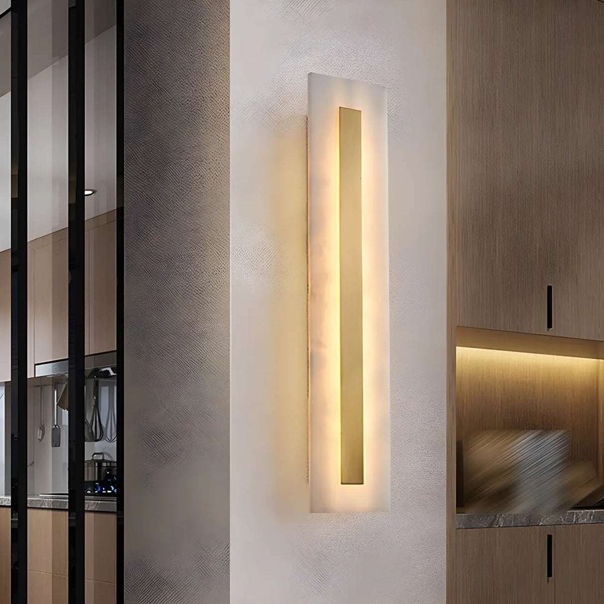 Contemporary Oval Stone White Alabaster Bedroom Wall Sconce Image - 16