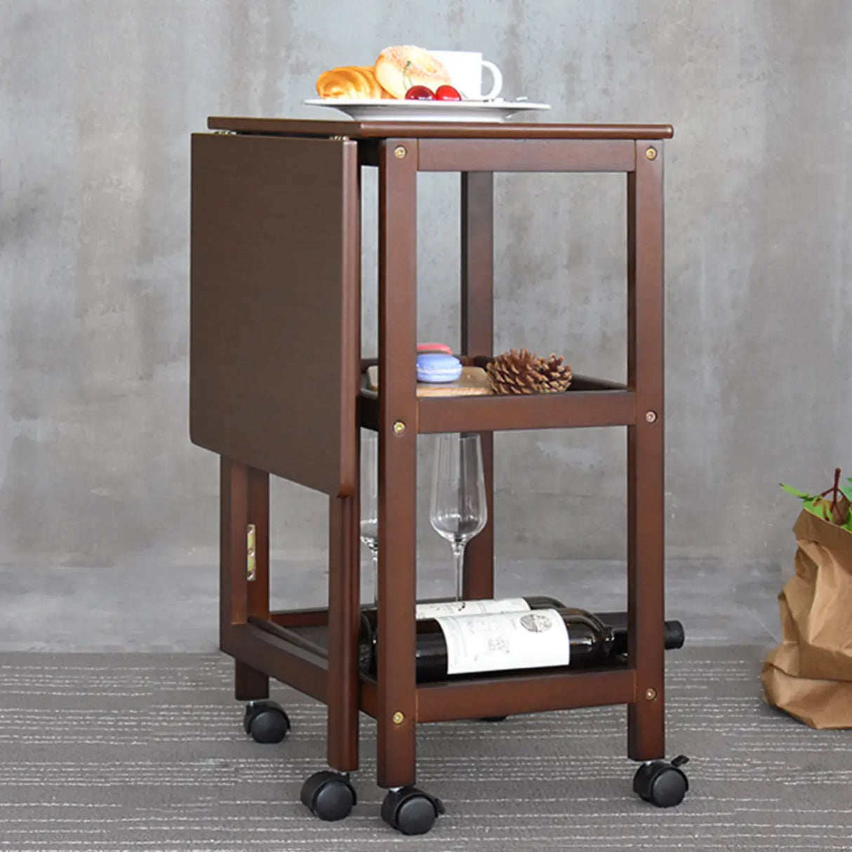 Contemporary Oval Wood Dining Table Brown Drop Leaf Image - 12