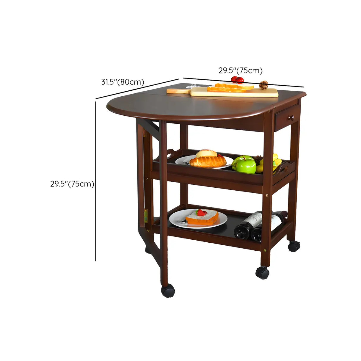 Contemporary Oval Wood Dining Table Brown Drop Leaf Image - 16