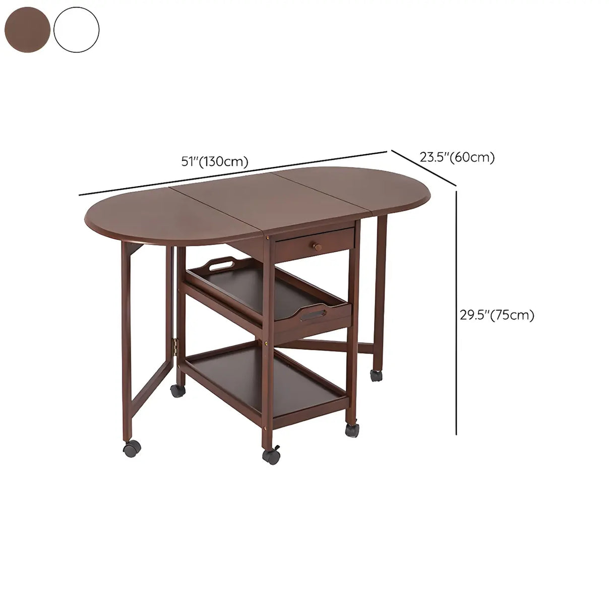 Contemporary Oval Wood Dining Table Brown Drop Leaf Image - 17