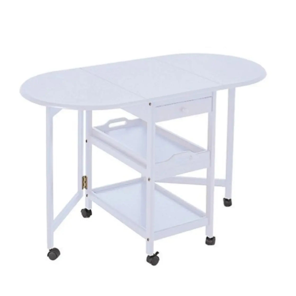 Contemporary Oval Wood Dining Table Brown Drop Leaf Image - 3