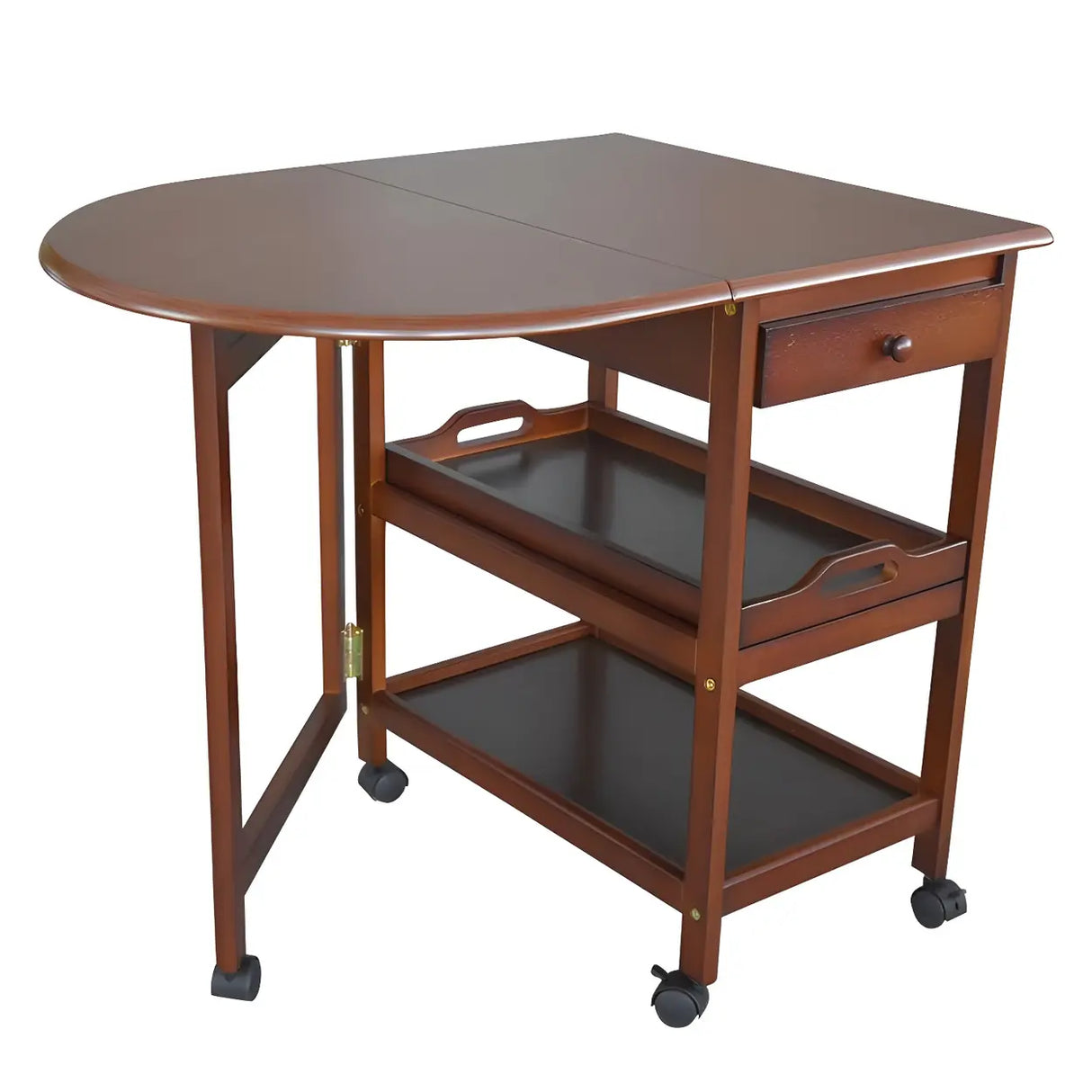 Contemporary Oval Wood Dining Table Brown Drop Leaf Image - 7