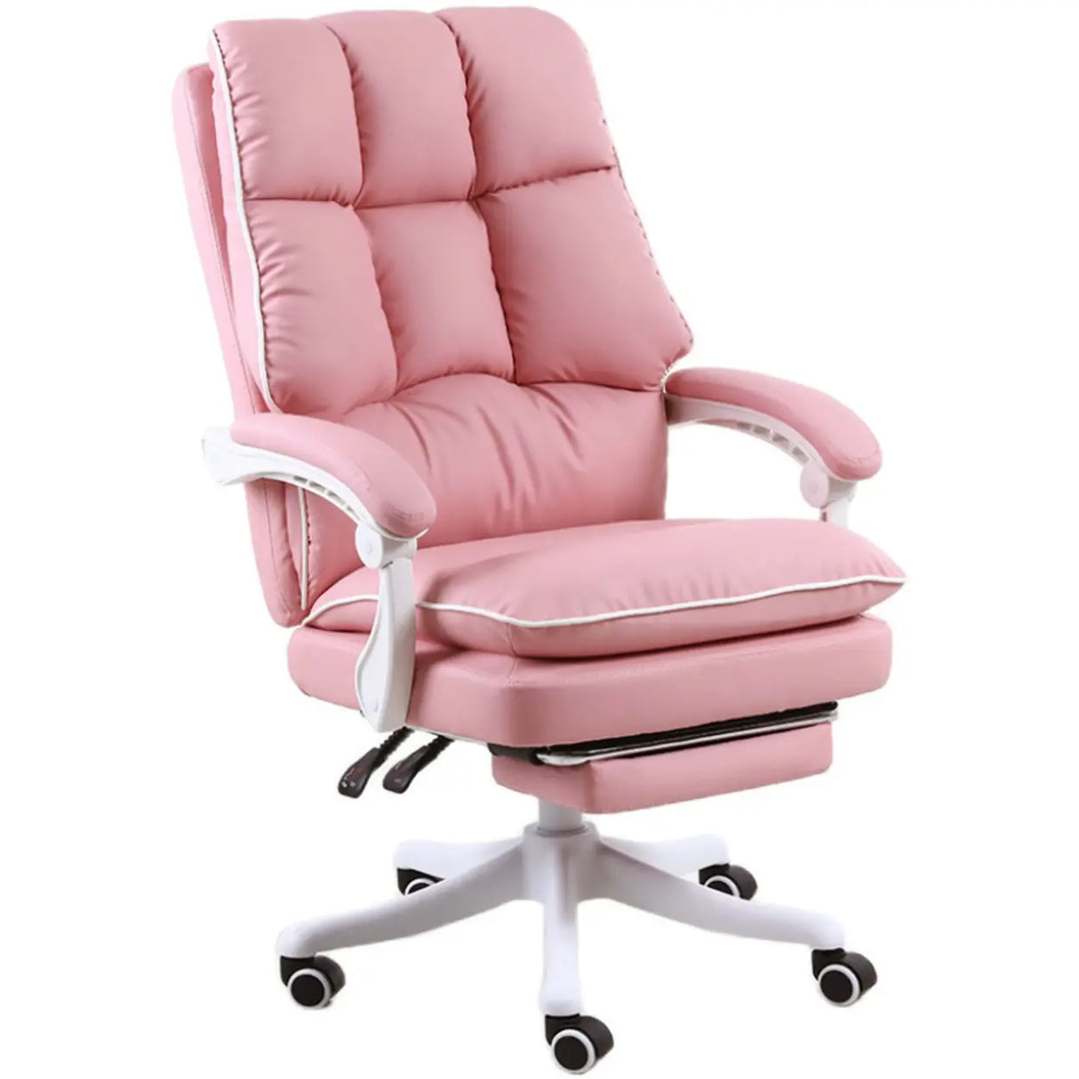 Contemporary Pink Leather Reclining Adjustable Office Chair Image - 10