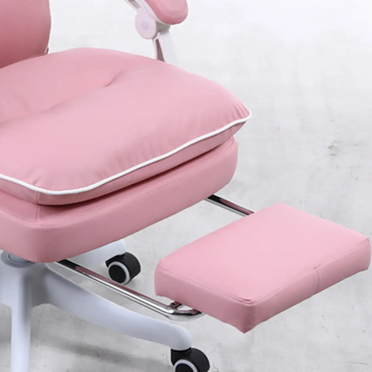 Contemporary Pink Leather Reclining Adjustable Office Chair Image - 14