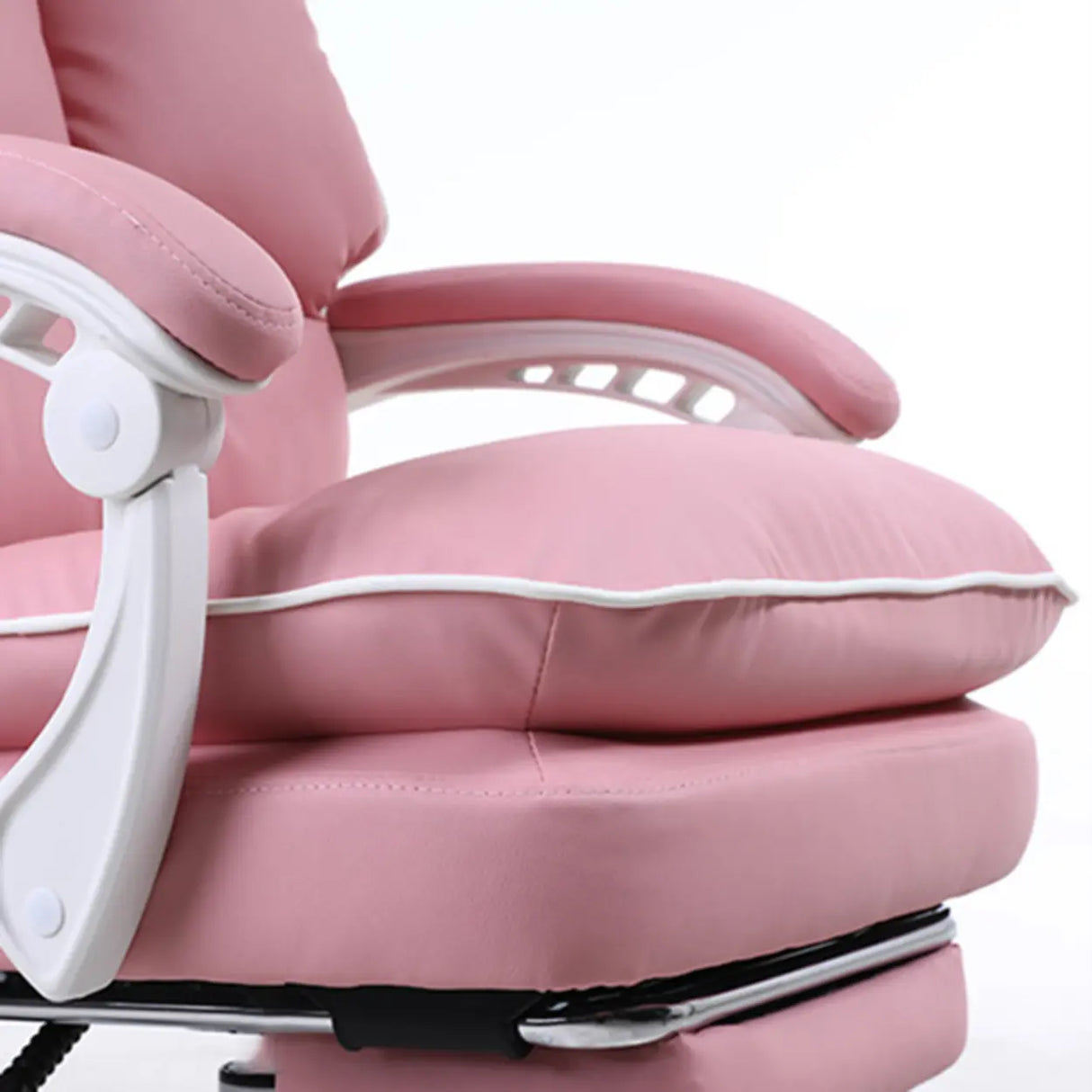 Contemporary Pink Leather Reclining Adjustable Office Chair Image - 16