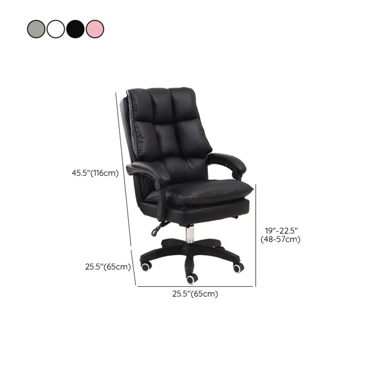 Contemporary Pink Leather Reclining Adjustable Office Chair