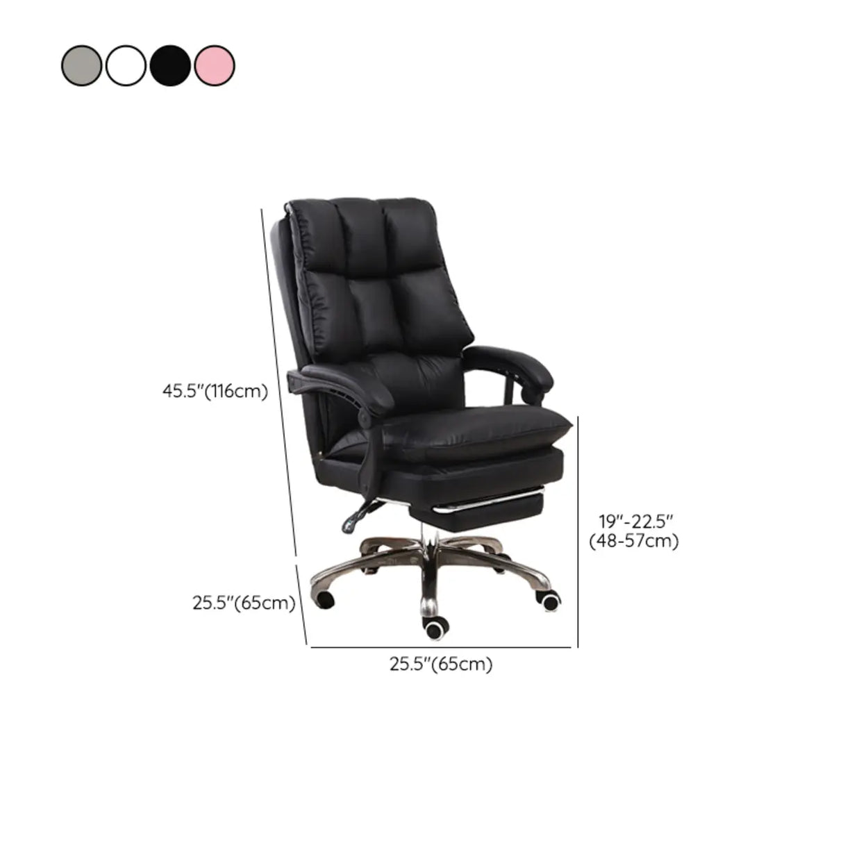 Contemporary Pink Leather Reclining Adjustable Office Chair Image - 18