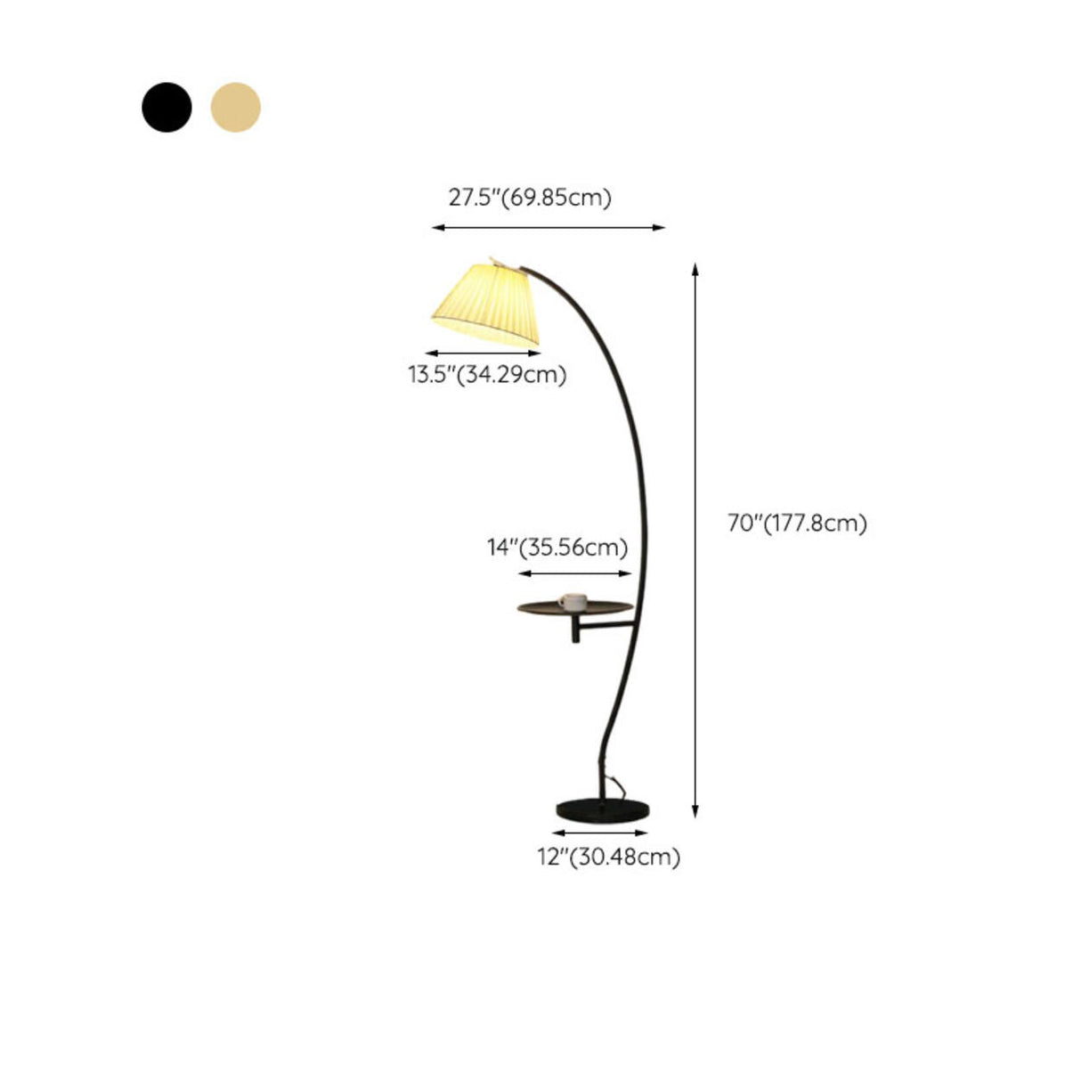 Contemporary Pleated and Arc Floor Lamp with Storage