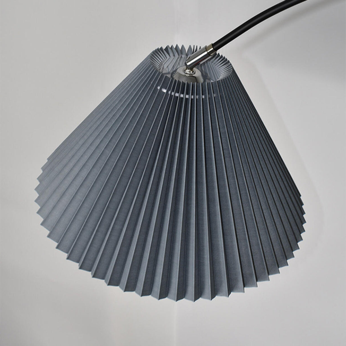 Contemporary Pleated Cone Black Arc LED Floor Lamp Image - 17