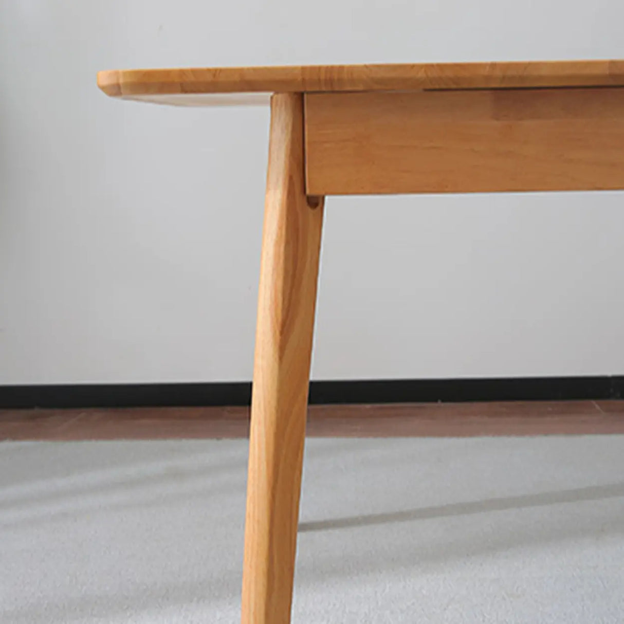 Contemporary Rectangle Natural Wood Extendable Dining Table Image - 10