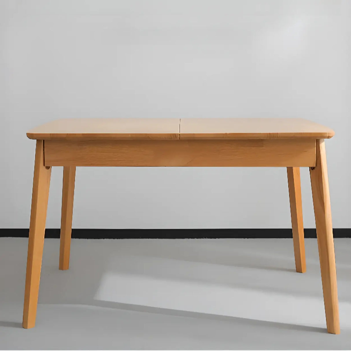 Contemporary Rectangle Natural Wood Extendable Dining Table Image - 3