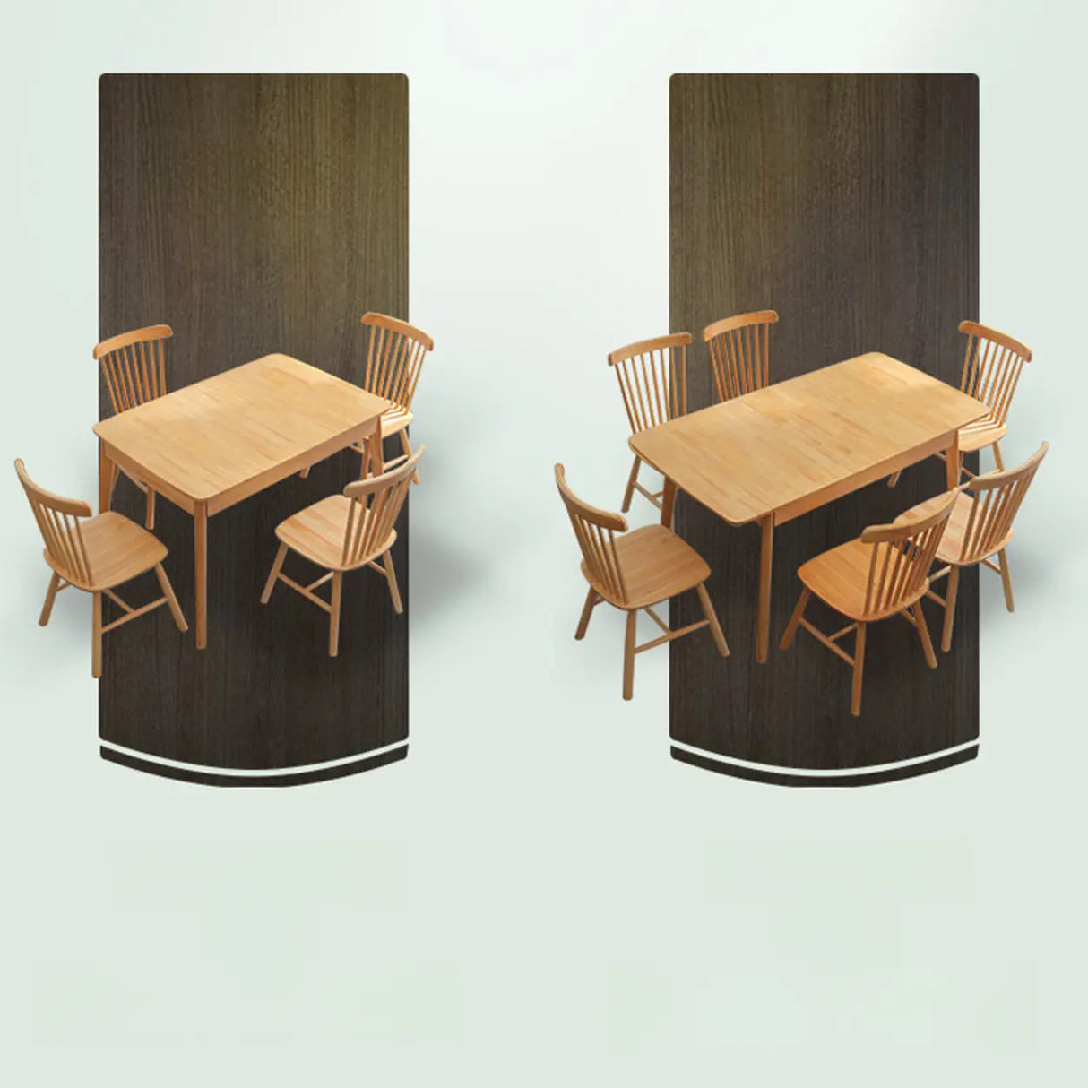 Contemporary Rectangle Natural Wood Extendable Dining Table Image - 5