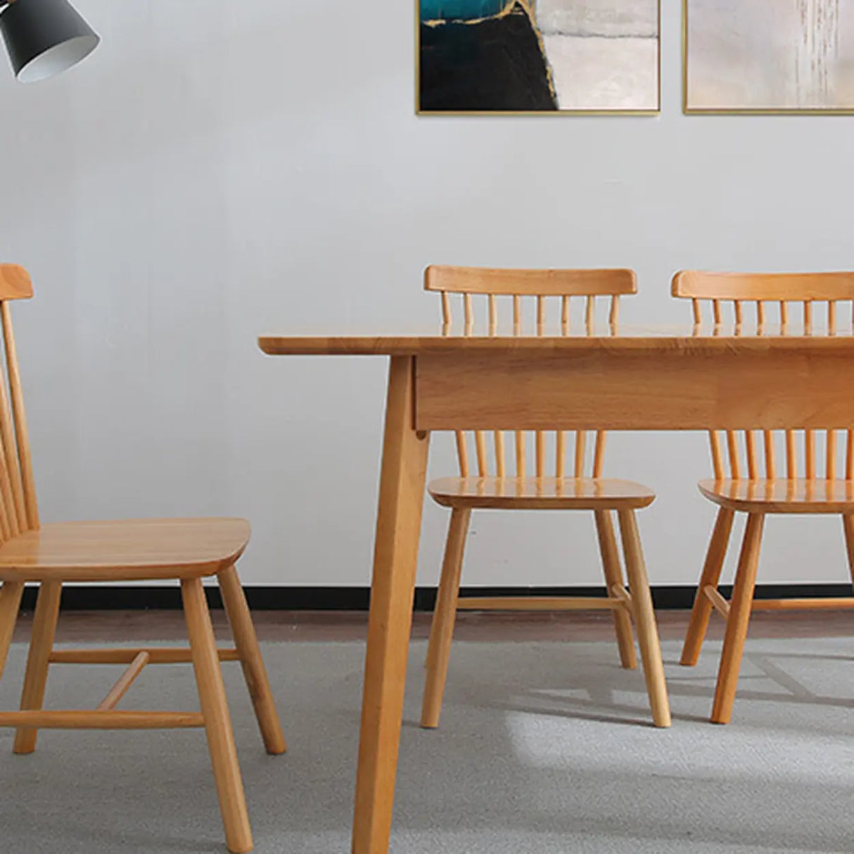 Contemporary Rectangle Natural Wood Extendable Dining Table Image - 9