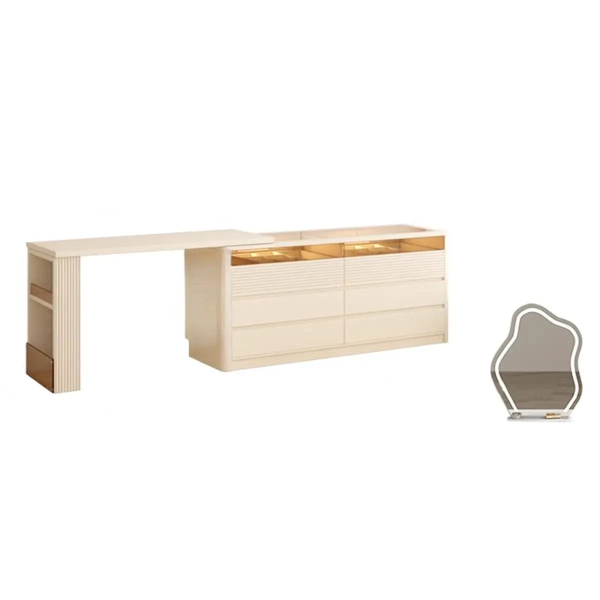 Contemporary Rectangle Wood Bedroom White Large Makeup Vanity Image - 11