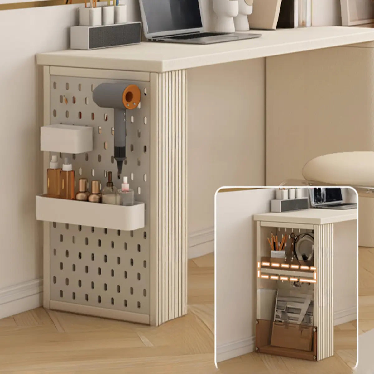 Contemporary Rectangle Wood Bedroom White Large Makeup Vanity Image - 16