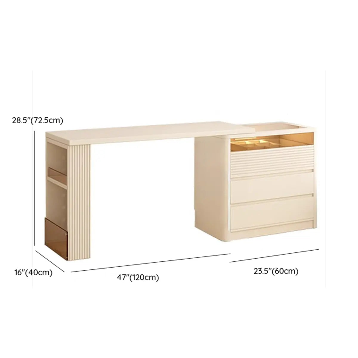 Contemporary Rectangle Wood Bedroom White Large Makeup Vanity
