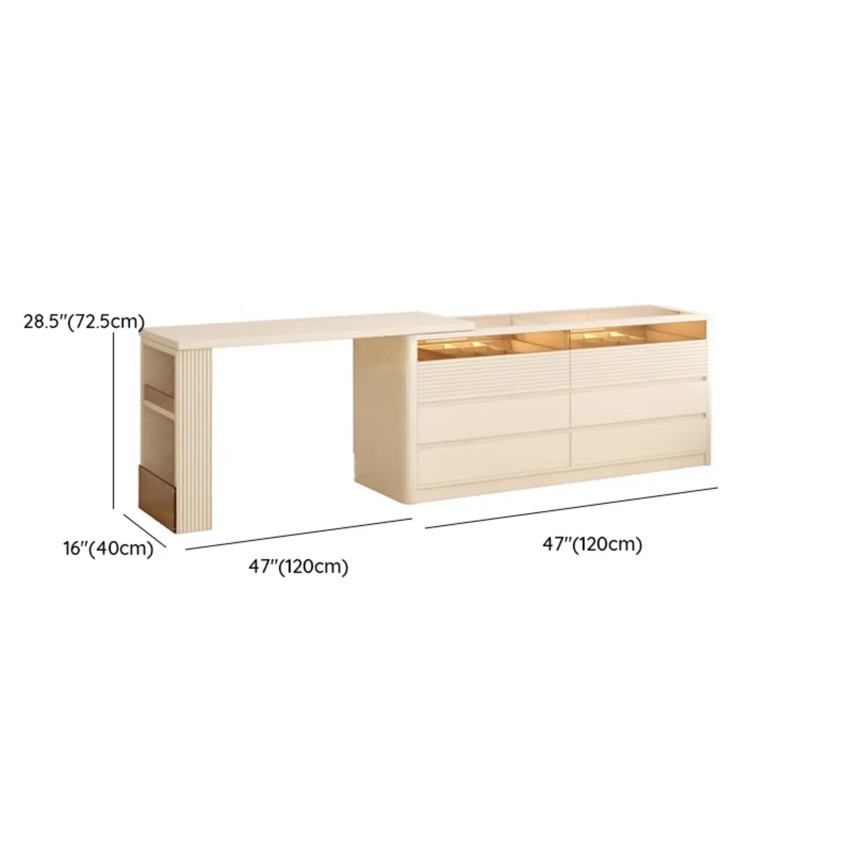 Contemporary Rectangle Wood Bedroom White Large Makeup Vanity Image - 18