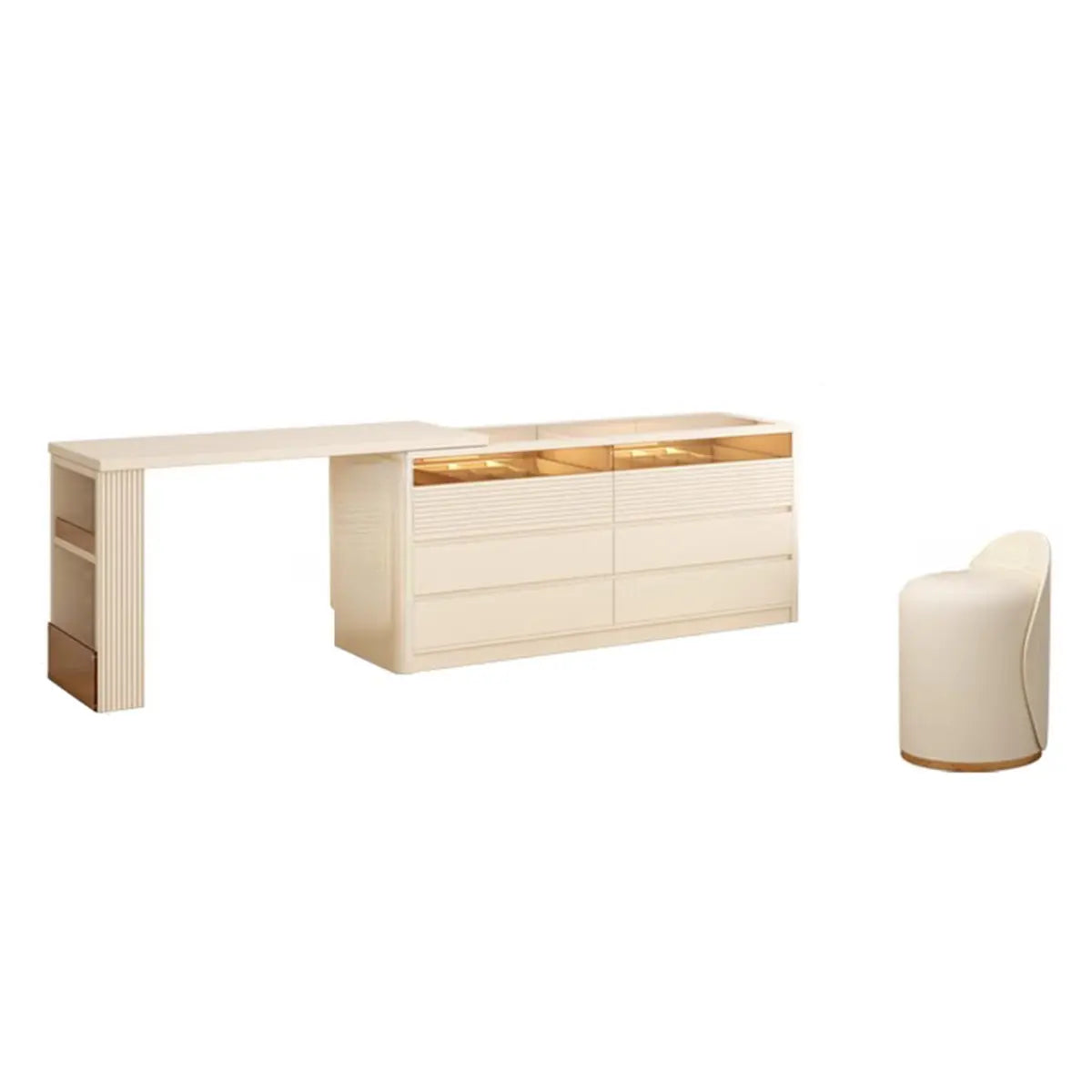 Contemporary Rectangle Wood Bedroom White Large Makeup Vanity Image - 2