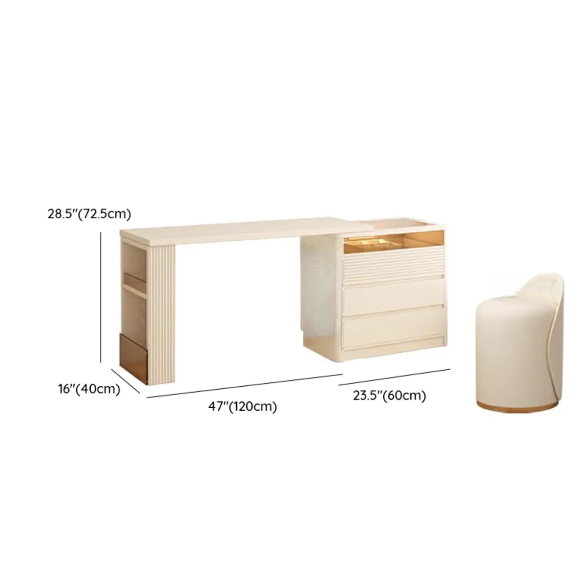 Contemporary Rectangle Wood Bedroom White Large Makeup Vanity Image - 23