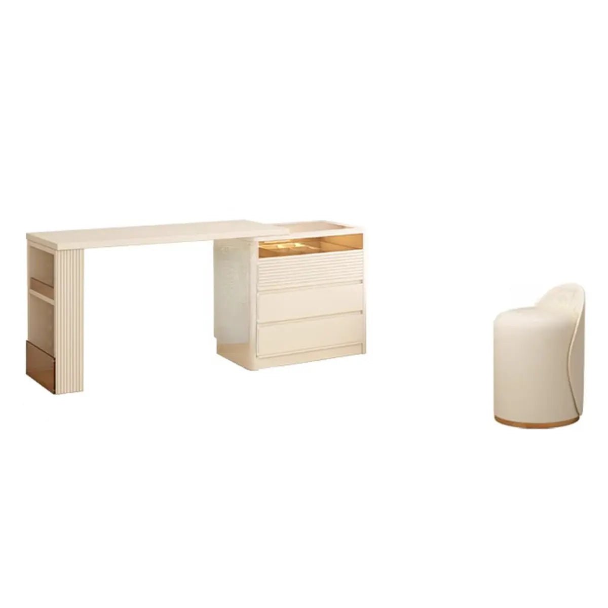 Contemporary Rectangle Wood Bedroom White Large Makeup Vanity Image - 3