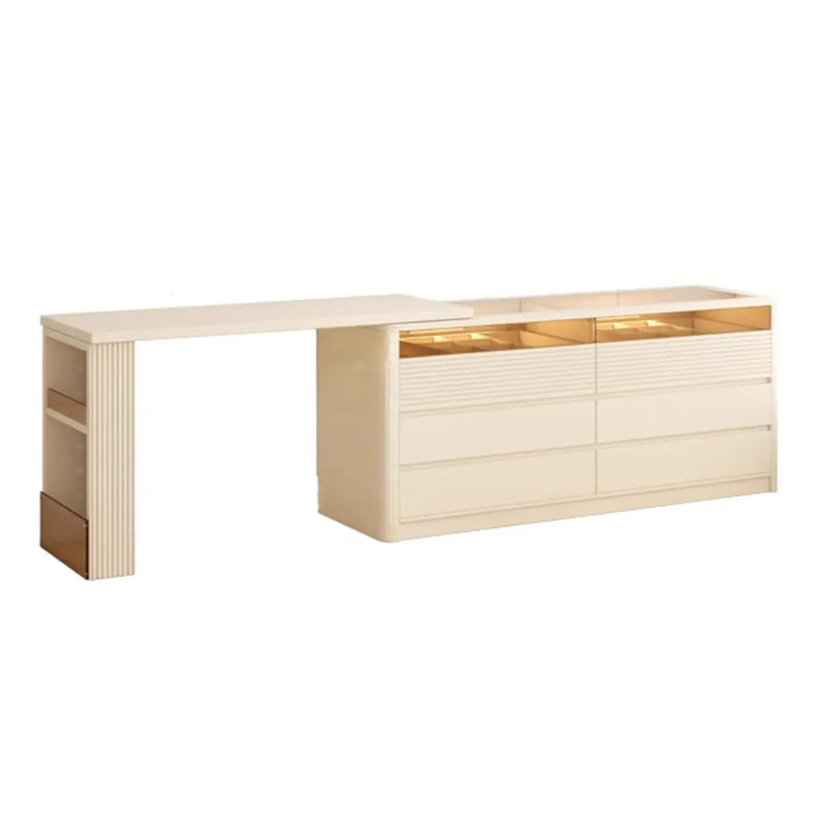 Contemporary Rectangle Wood Bedroom White Large Makeup Vanity Image - 5