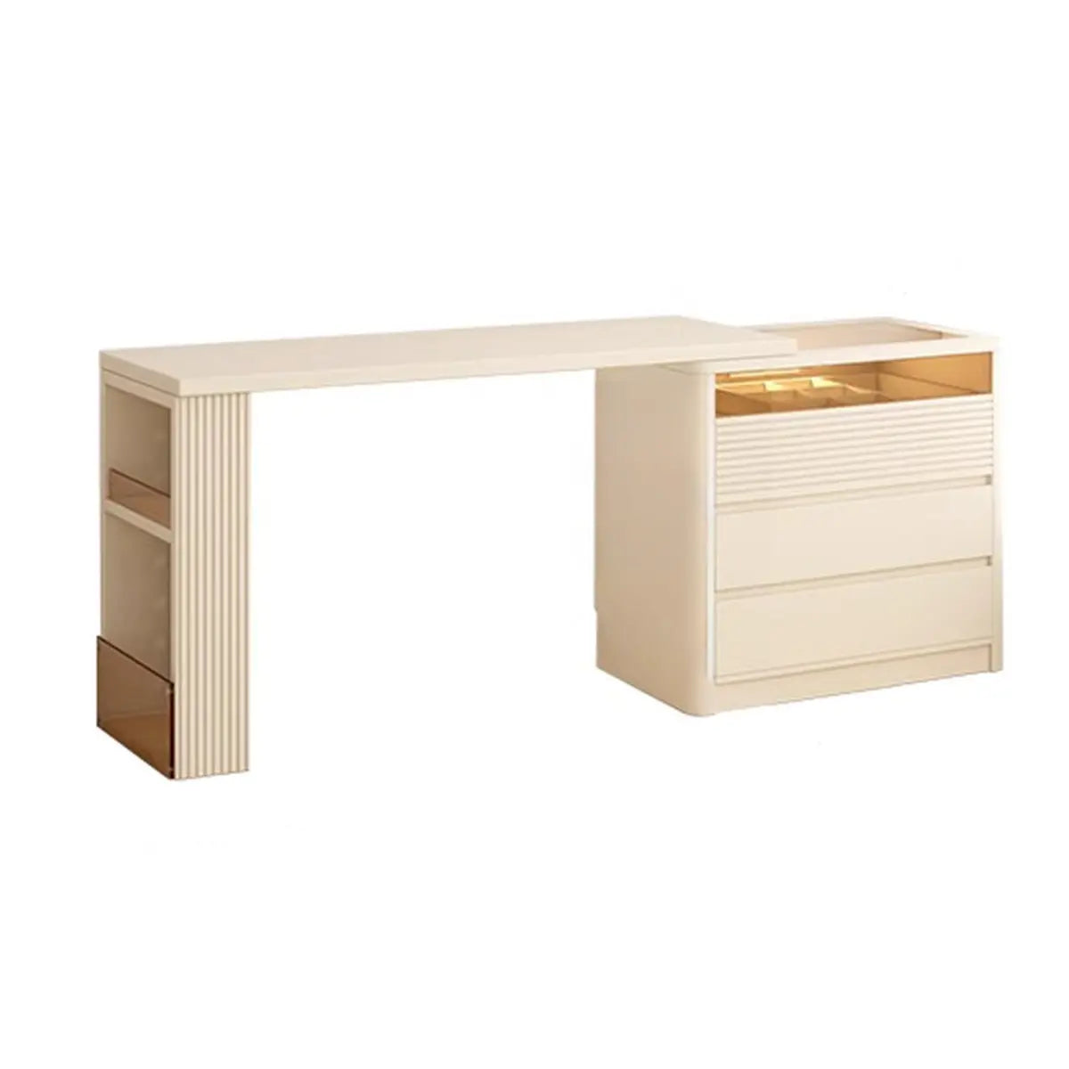 Contemporary Rectangle Wood Bedroom White Large Makeup Vanity Image - 7