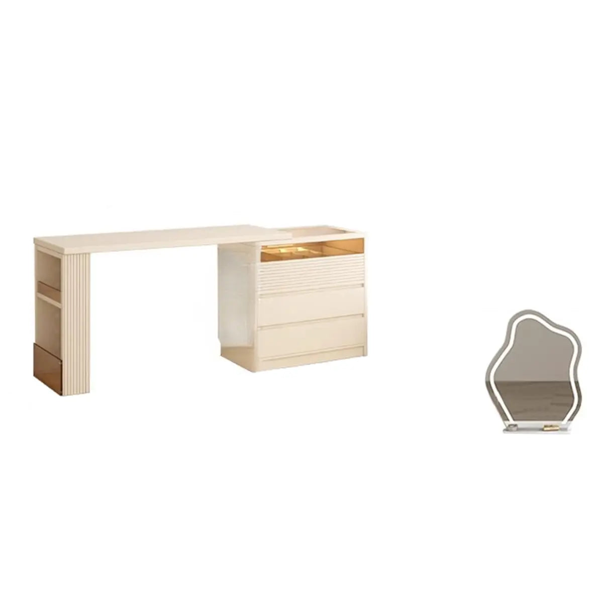 Contemporary Rectangle Wood Bedroom White Large Makeup Vanity Image - 9