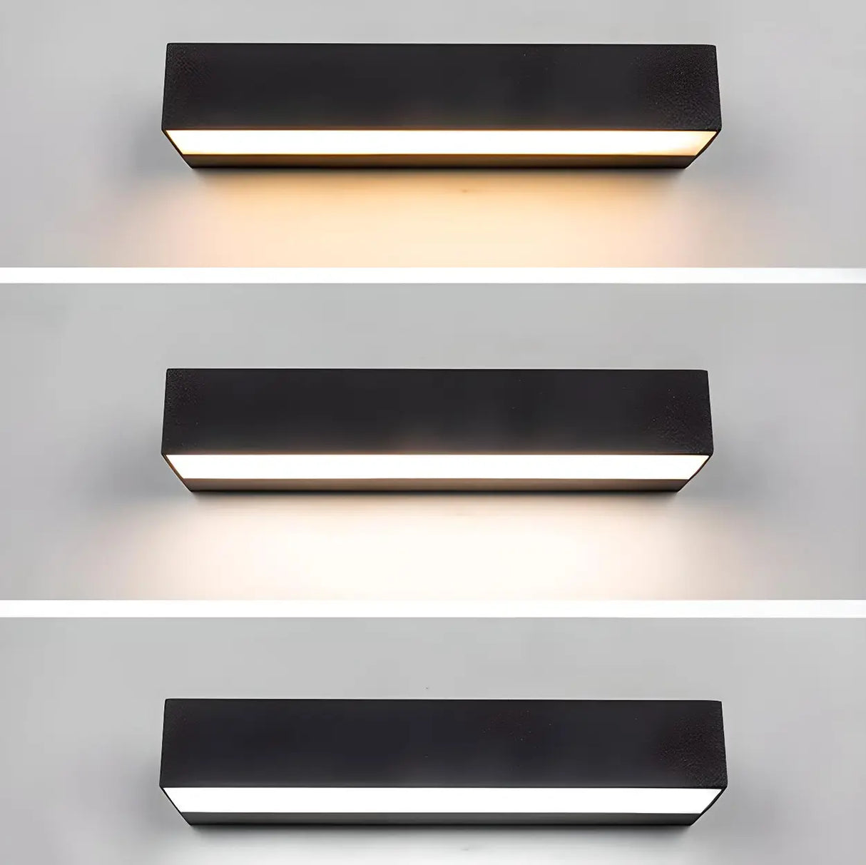 Contemporary Rectangular Black Metal Outdoor Wall Light Image - 10