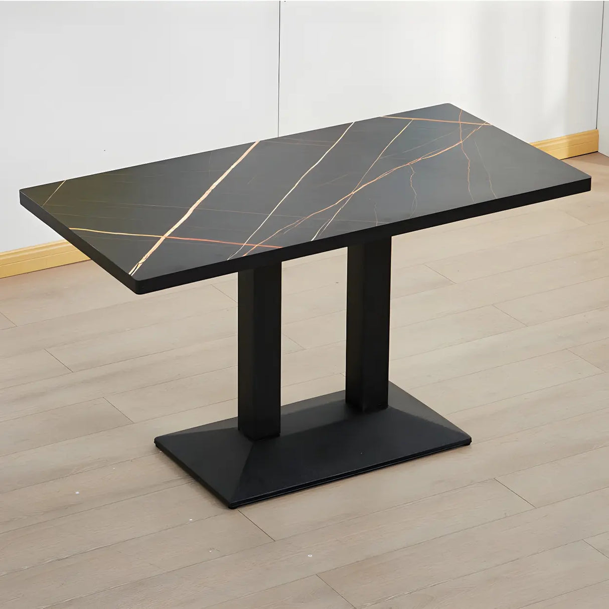 Contemporary Rectangular Black Wood Dining Table Image - 10