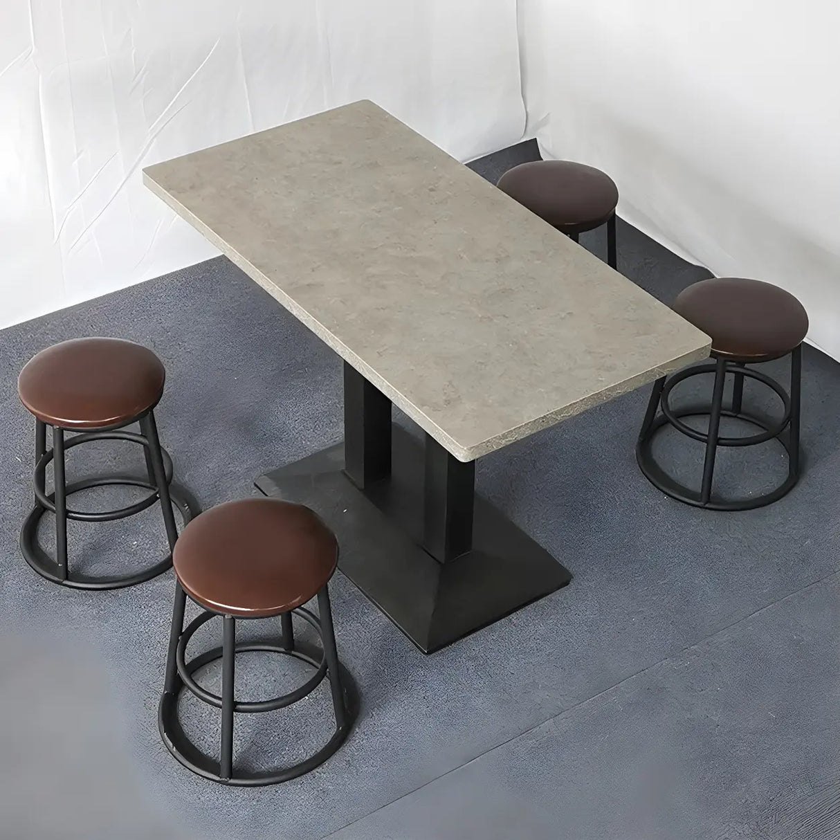 Contemporary Rectangular Black Wood Dining Table Image - 1