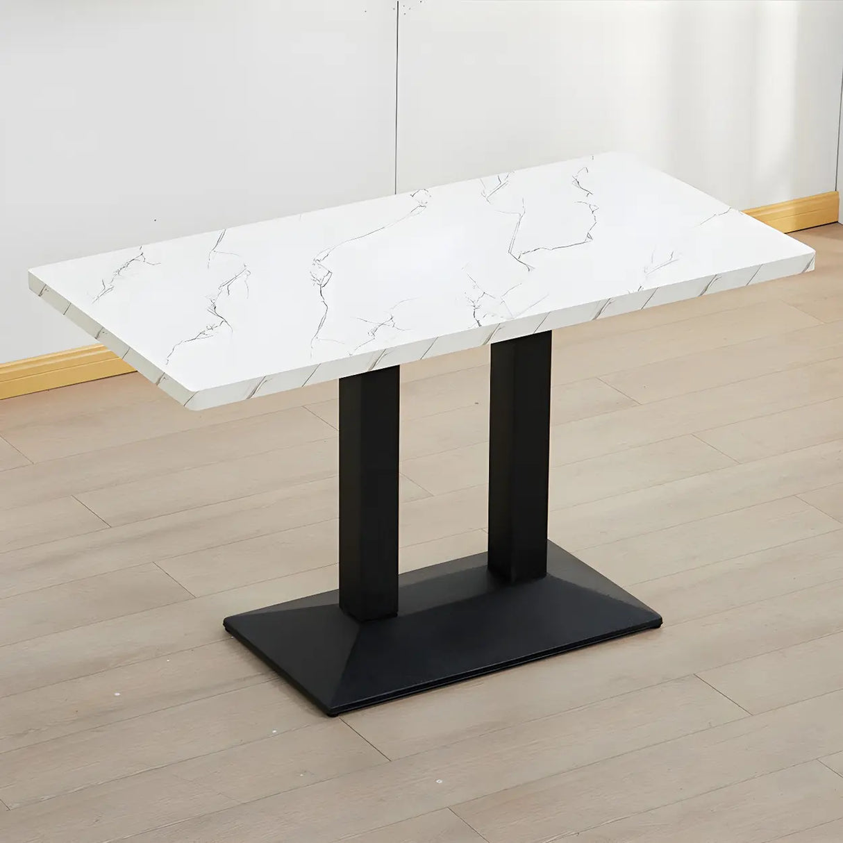 Contemporary Rectangular Black Wood Dining Table Image - 4
