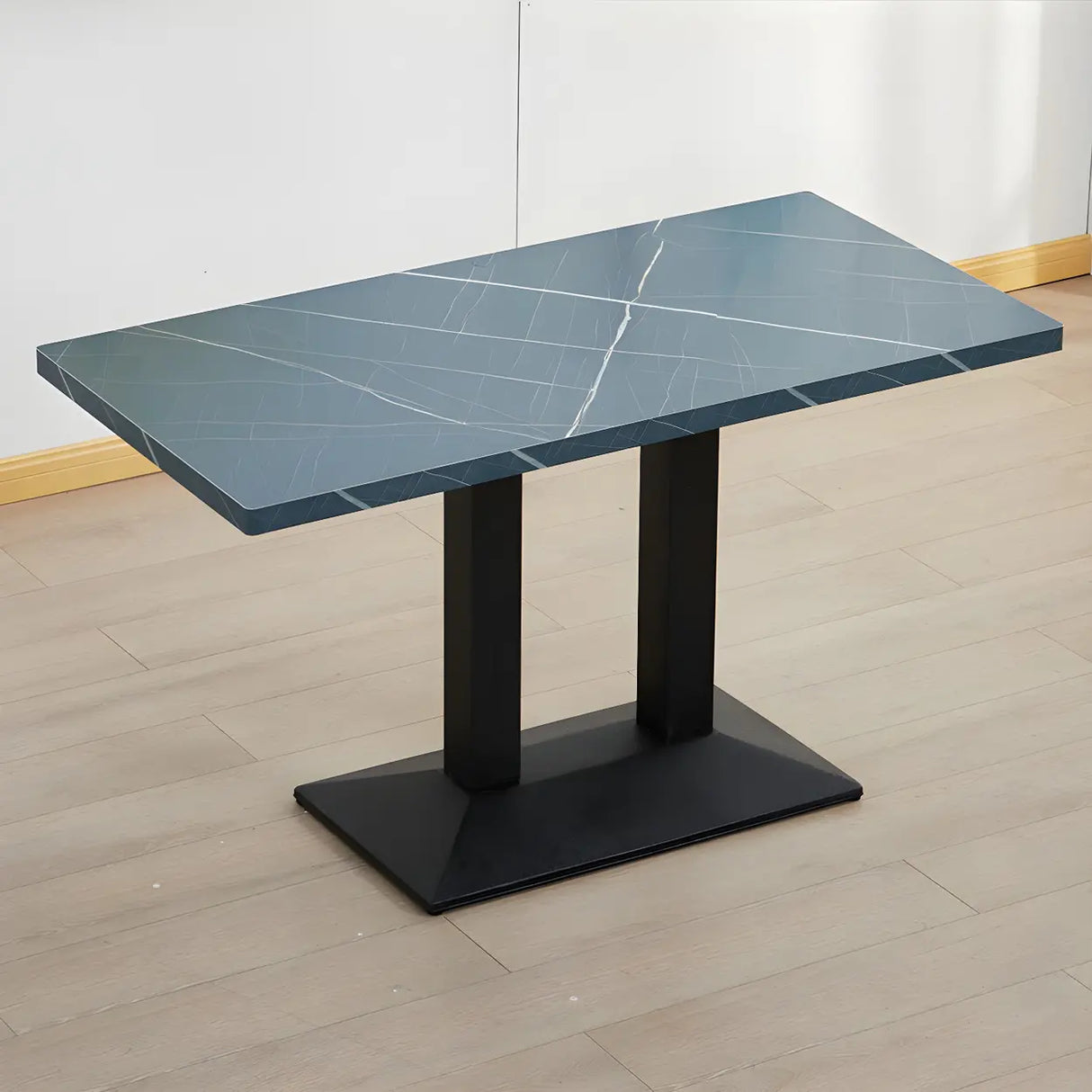 Contemporary Rectangular Black Wood Dining Table Image - 7