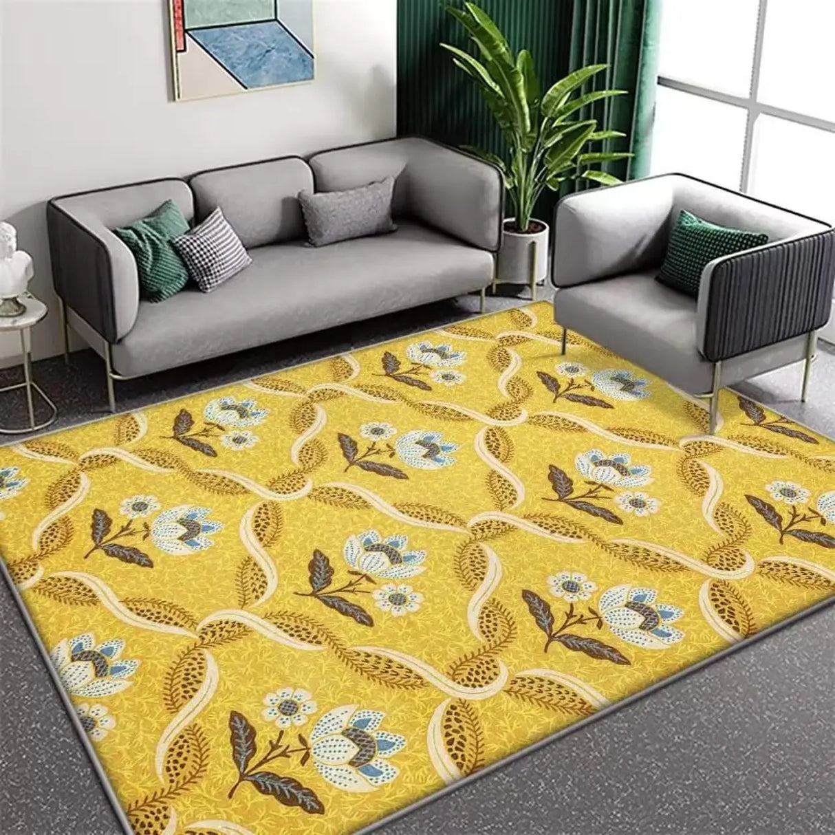 Contemporary Rectangular Fabric Gray Striped Area Rug Image - 6