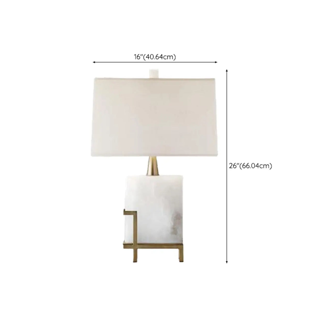 Contemporary Rectangular White Alabaster Fabric Table Lamp