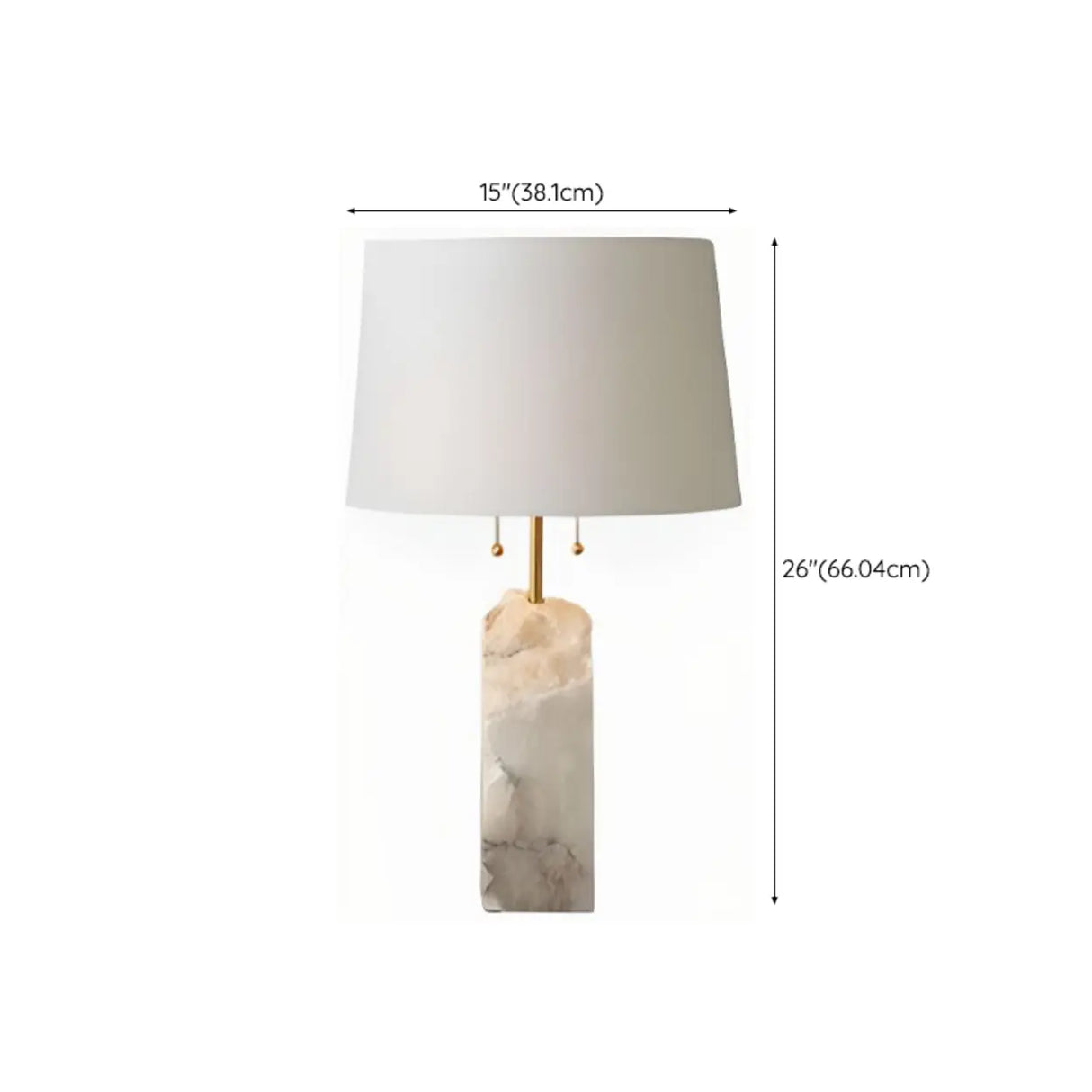 Contemporary Rectangular White Alabaster Fabric Table Lamp Image - 11