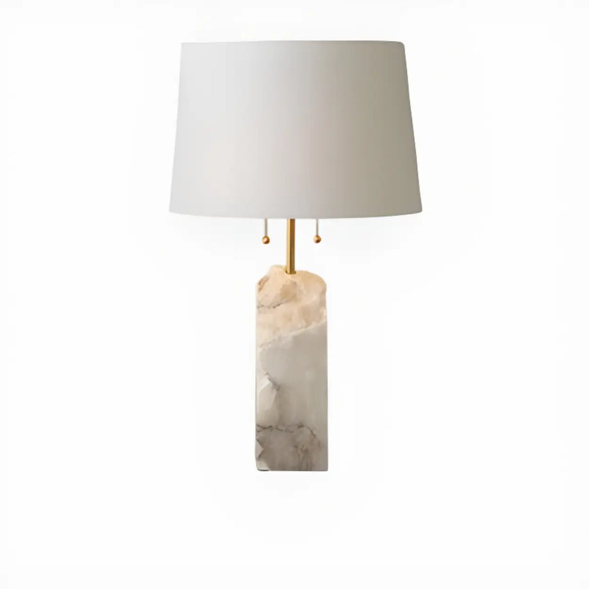 Contemporary Rectangular White Alabaster Fabric Table Lamp Image - 3