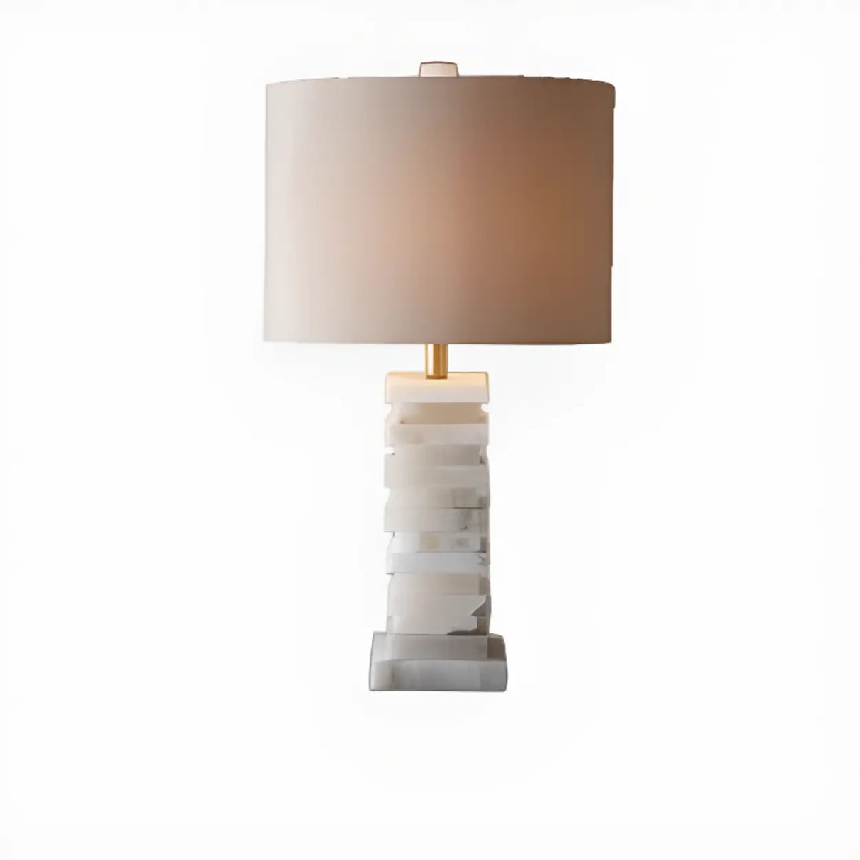 Contemporary Rectangular White Alabaster Fabric Table Lamp Image - 5