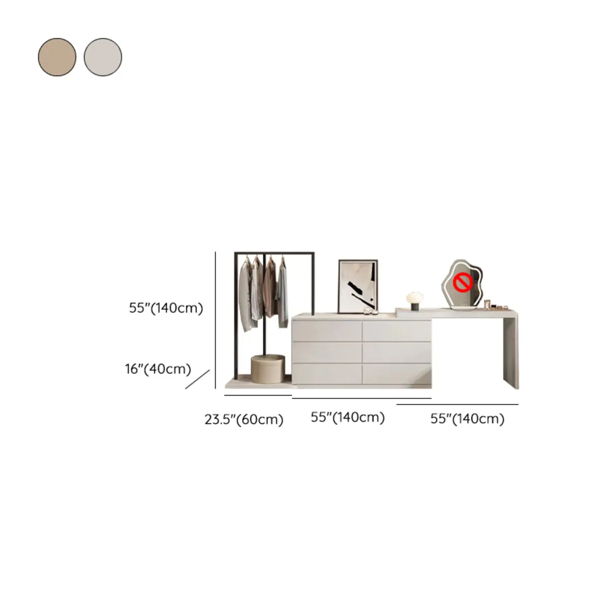 Contemporary Rectangular Wood Bedroom Brown Makeup Vanity Image - 13