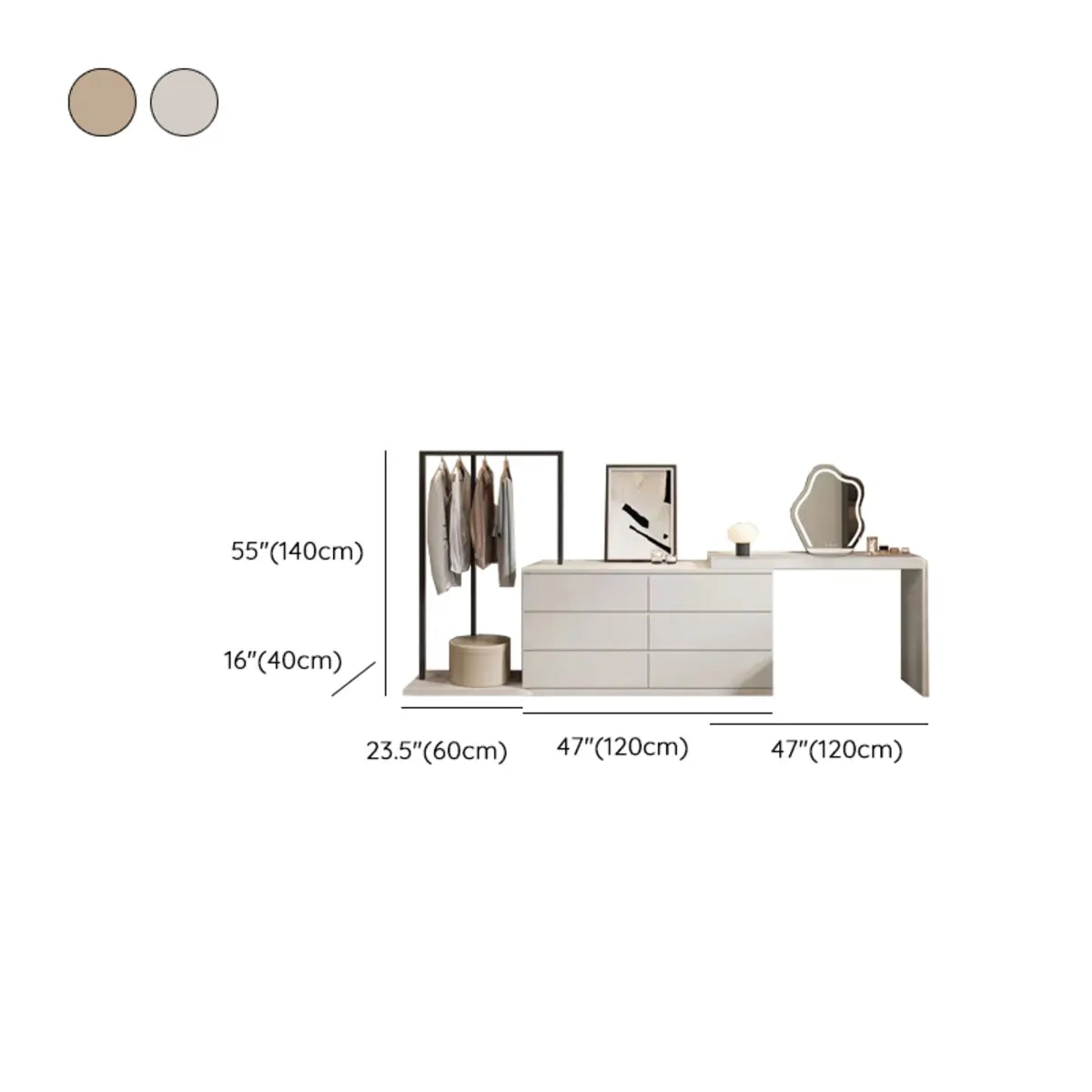 Contemporary Rectangular Wood Bedroom Brown Makeup Vanity Image - 15