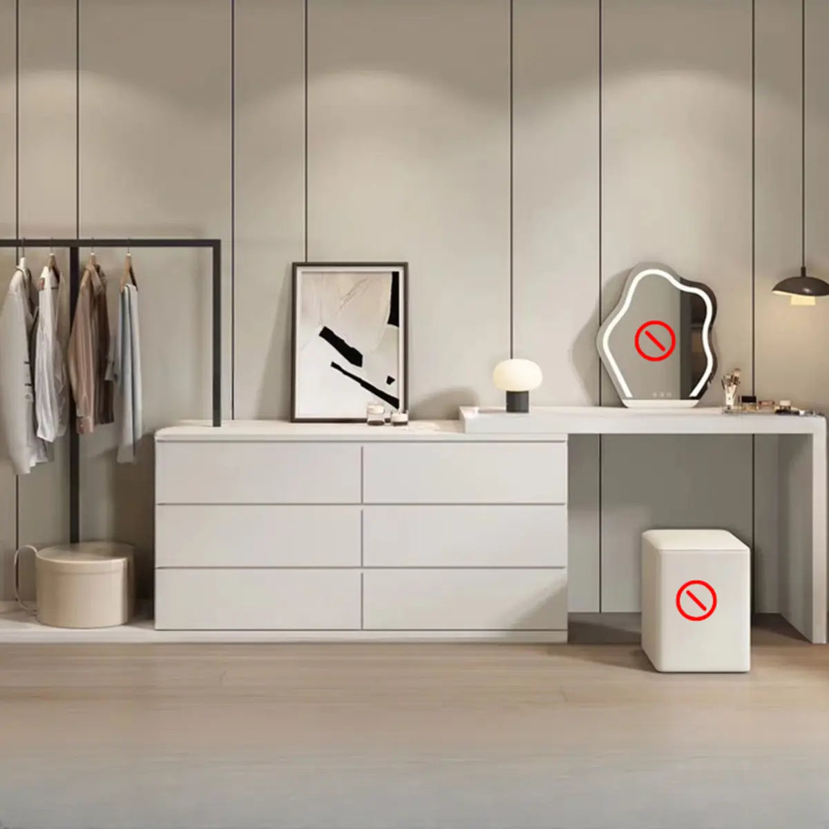 Contemporary Rectangular Wood Bedroom Brown Makeup Vanity Image - 3